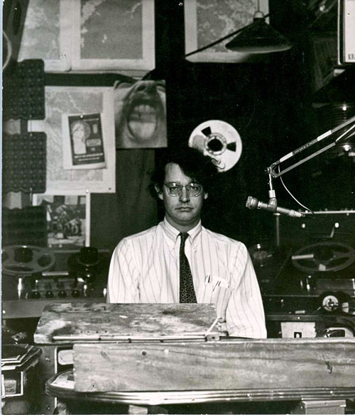 KRAB Lorenzo in control room as seen through the glass circa 1964